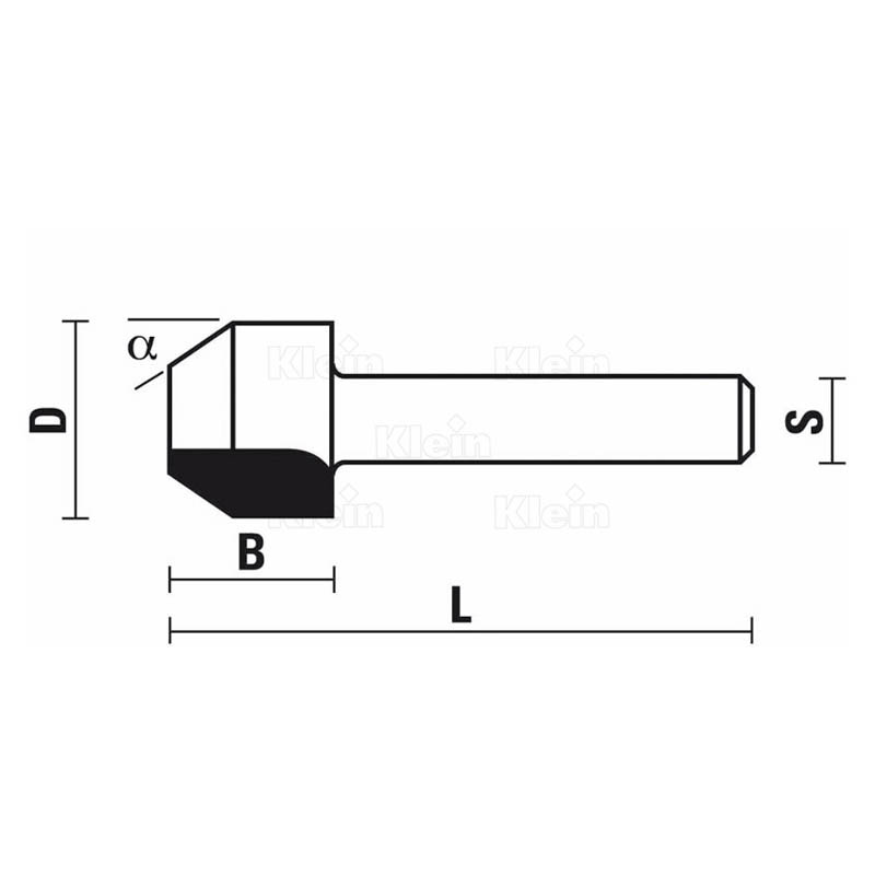 Fraise à chanfreiner combinée à 2 coupes 45° (Z=2) queue 8mm - Tendotools