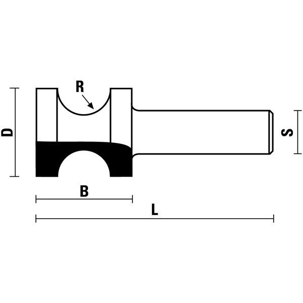 Fraise à arrondir R8 (Z=2) queue 12mm - Ø28mm - Tendotools